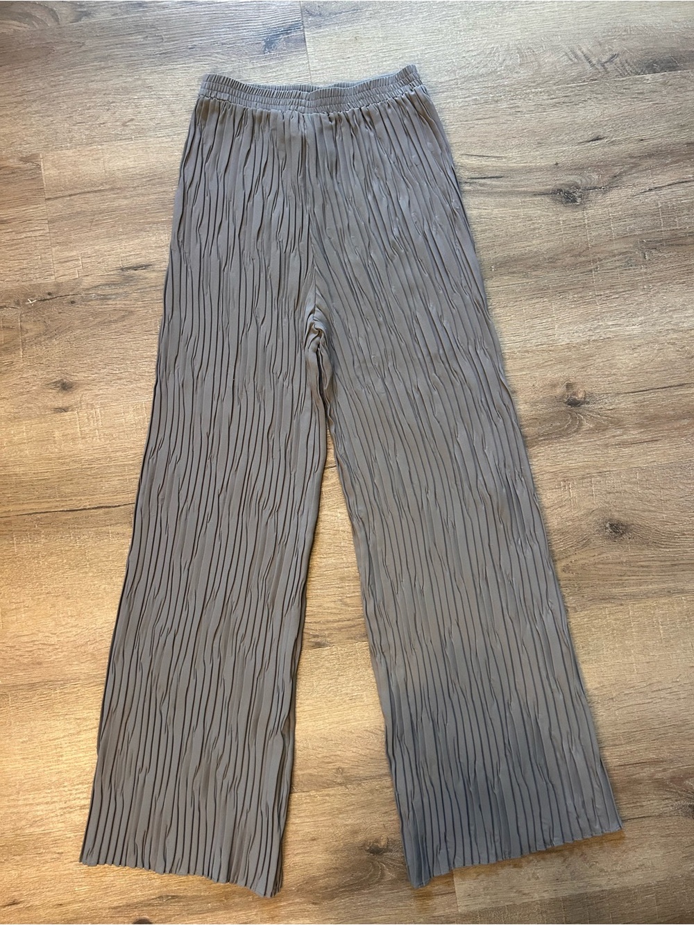 C’EST DUO by Casablanca Vintage Pants Womens S Gray Crinkle Pleated Wide-Leg